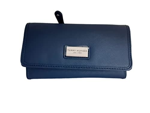 Image of Tommy Hilfiger Zipped Wallet with Coin Holder and Card Holder for Passport and Vaccination Card, Blue, One Size, American