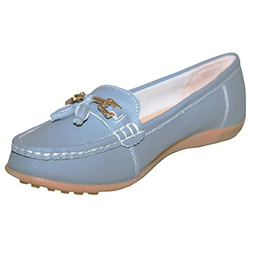 Image of Boulevard Womens/Ladies Action Leather Tassle Loafers (5 UK) (Baby Blue)
