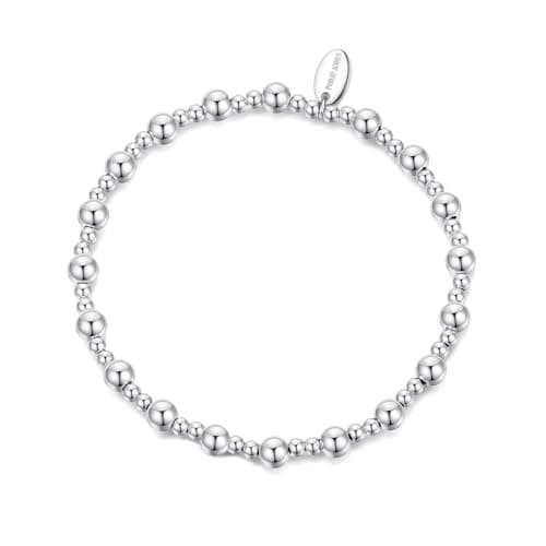 Image of Philip Jones Silver Plated Beaded Stretch Bracelet