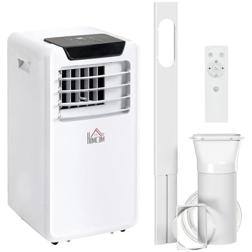 Image of HOMCOM Air Conditioning Unit 10000 BTU, 4-in-1 Portable Air Conditioner, Dehumidifier, Cooling, Fan, Sleep Mode with Remote Control, LED Display, 2 Speeds, 24H Timer, Window Venting Kit, 30m², White