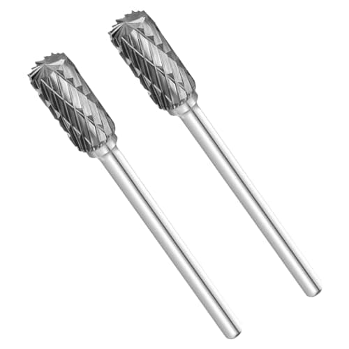 Image of 2 PCS Carbide Die Grinder Bits for Dremel Rotary Tool High Speed Double Cut Tungsten Steel Rotary Burr Drill Bit Cylindrical File Carving Tools for Plastic Wood Metal Grinding Engraving Polishing