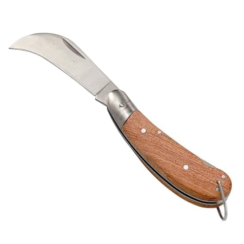 Image of Kingswood Green® Folding Horticultural Grafting Knife | Traditional Wooden Handle | Precision Stainless Steel Blade for Gardening, Grafting, Budding & Pruning