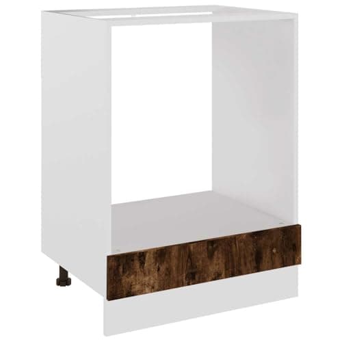 Image of vidaXL Smoked Oak Oven Cabinet: Compact Kitchen Storage Solution - Engineered Wood Material, Adjustable Feet, and Easy-to-Clean Surface - 60x46x81.5 cm