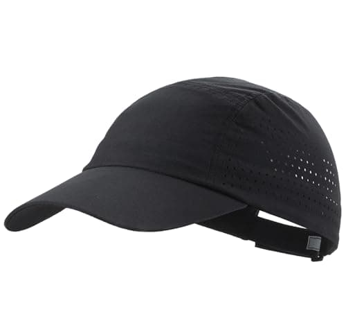 Image of Decentron Mens Performance Running Hat Lightweight Quick Dry Mesh Outdoor Sport Cap UPF 50+ Black