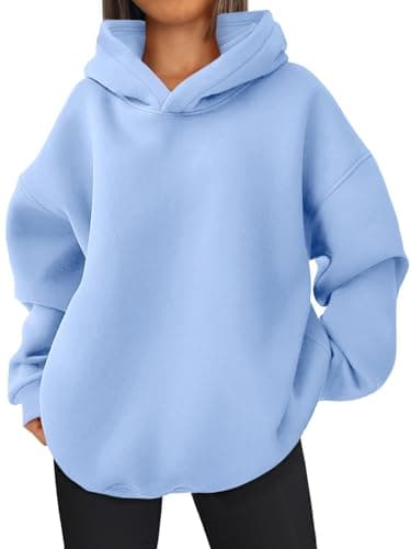 Image of EFAN Womens Oversized Hoodies Sweatshirts Fleece Hooded Pullover Tops Sweaters Casual Comfy Fall Fashion Outfits Clothes 2024, Light Blue, Medium