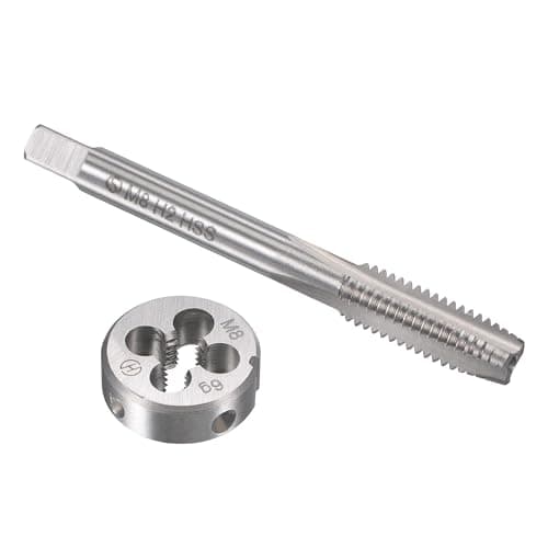 Image of TOP-VIGOR M8 x 1.25mm Metric Tap and Die Set, Machine Thread Screw Tap with Round Threading Die, Heavy Duty Tap & Die Kit for DIY, Repair, Cutting External and Internal Thread