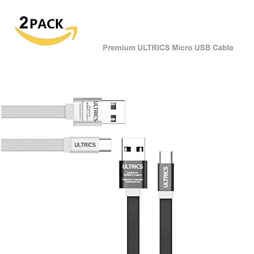 Image of ULTRICS Micro USB Cable 1M (2 Pack), Flat USB to Micro USB Charging Cable Android Charger Cable Data Sync Lead Compatible with Galaxy S7/S6 Edge, Sony, HTC, LG, Moto, Tablets, PS4 (Black+White)