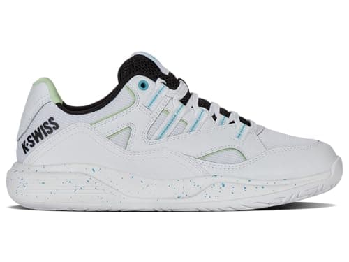 Image of K-Swiss Women's Tura Team Pickleball Shoe, White/Paradise Green/Black, 8 UK