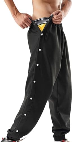Image of Men's Jogging Pants Rehabilitation Side Press Button Jogging Pants Fitness Workout Pants With Pockets(Black_3X-Large)