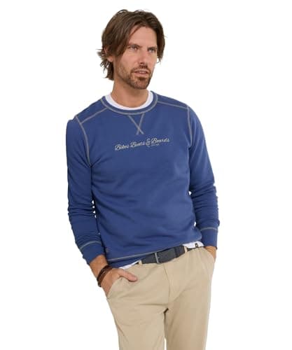 Image of Joe Browns Mens Casual Crew Bike Graphic Top Sweatshirt, Denim, L UK