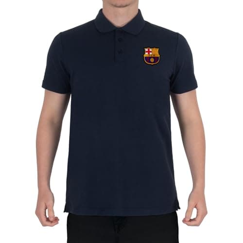 Image of FC Barcelona Official Football Gift Mens Crest Polo Shirt Navy Blue XL