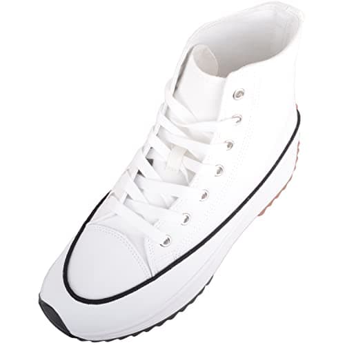Image of Womens Canvas Chunky Sole High Top Trainers Sneakers - White - UK 4