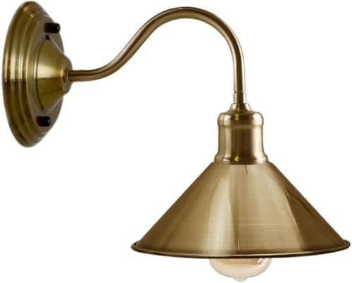 Image of LEDSone Modern Vintage Retro Industrial Wall Sconce Light Swan Neck Arm Yellow Brass Wall Lamp Shade with E27 Holder Fitting