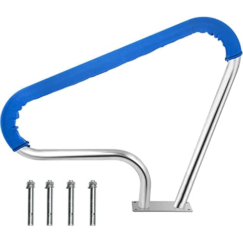 Image of Plerile Pool Rail 39 * 32 Inch Swimming Pool Handrail 304 Stainless Steel 250LBS Load Capacity Silver Rustproof Pool Railing Humanized Inground Pool Handrail With Blue Grip Cover (Size : 2 PACK)