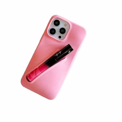 Image of Lip Gloss Holder Case for iPhone 8 Plus, Lipgloss Lipstick Lip Glaze Stylish Silicone Funny Women Girls Cover for iPhone 6/7/8 Plus 5.5 inch (Pink)