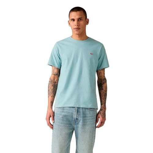 Image of Levi's Men's SS Original Housemark Tee T-Shirt, Core Chesthit Logo, Blue (Stone Blue), S