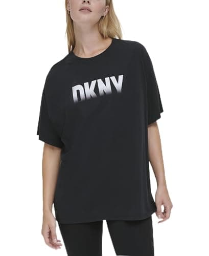 Image of DKNY Women's Fade Away Logo Relax T-Shirt, Black, XXS