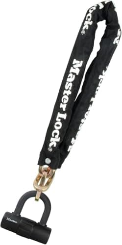 Image of Master Lock Heavy Duty Bike Chain Lock with Mini D Lock, Key, Certified Bike Lock, Police Approved 8234EURDPRO - Use with Electric, Mountain, Road, Folding Bikes
