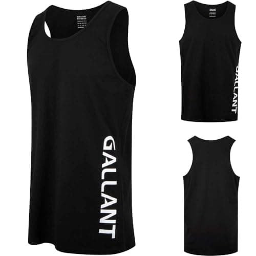 Image of Gallant Sleeveless Racer Vest Tops for Men - with Flat Lock Seam, Wide Round Neck Ideal for Gym, Cycling, Fitness, Yoga, Sports-Breathable Lightweight Black