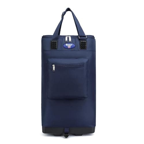 Image of Eagle Bags International Foldable Shopping Bag with Wheels, Lightweight Rolling Travel Bag, Collapsible Carry Bag, Underseat Hand Luggage, Water-Resistant Multipurpose Bag for Shopping (Navy)