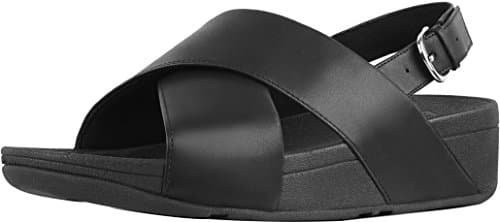 Image of Fitflop Women's Lulu Cross Sandal-Leather, Black (Black 001), 9 UK