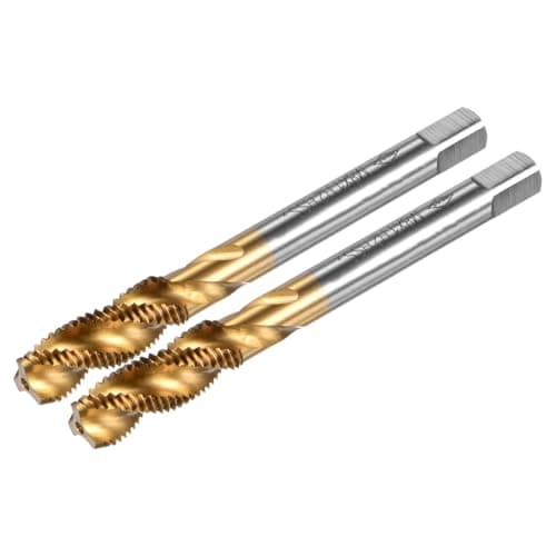 Image of M METERXITY 2-Pack M8x1mm Metric Spiral Flute Thread Tap, HSS Titanium Coated Right Hand Threading Tap Screw for Drilling/Milling Machines/CNC Machine Tools, Tapping Tool