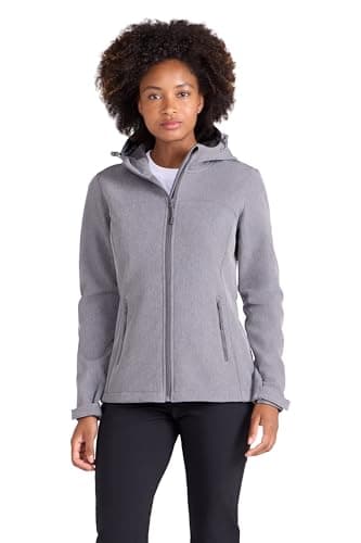Image of Mountain Warehouse Exodus Womens Softshell Jacket - Breathable, Adjustable, Water & Wind Resistant Ladies Coat - For Spring, Summer, Walking, Everyday wear Dark Grey Women's Size 10