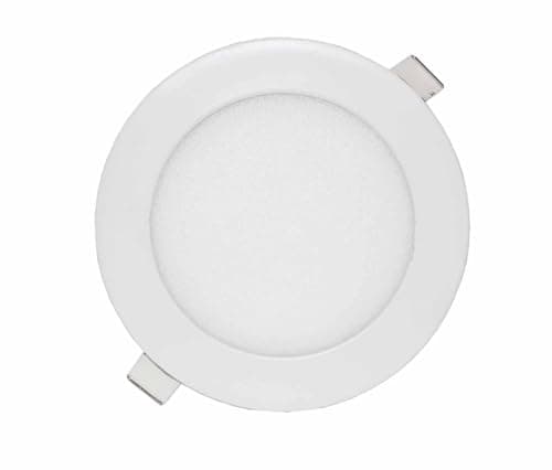 Image of LOWENERGIE 9w LED Round Ceiling Panel Light White Recessed Down Lighting, 150mm Dia, 75w Halogen Equivalent (4000K Warm White x 1)