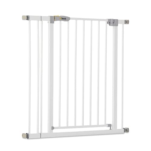Image of hauck Safety Gate for Doors and Stairs Open N Stop KD incl. 9 cm Extension / Pressure Fit / 84 - 89 cm Large / Metal / White
