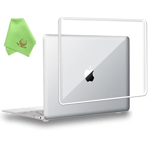 Image of UESWILL Compatible with MacBook (Retina, 12-inch, 2015/2016/2017) Model: A1534, Glossy Transparent Hard Shell Case Cover + Microfibre Cleaning Cloth, Crystal Clear
