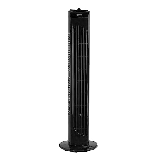 Image of Igenix DF0029 29-Inch Oscillating Tower Fan, 40W Powerful Airflow, 3 Speed Settings, Overheat Protection, Quiet Operation – Ideal for Home and Office Use – Black