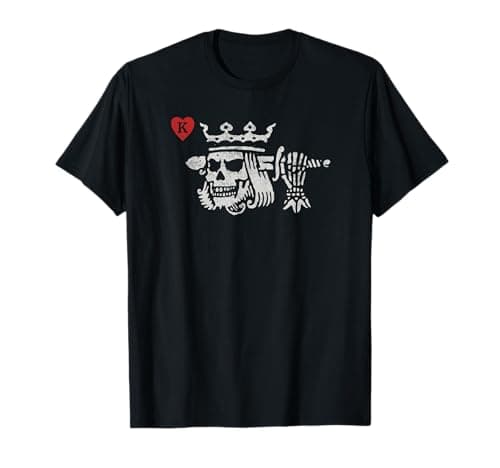 Image of Suicide King of Hearts skull wearing crown poker T-Shirt