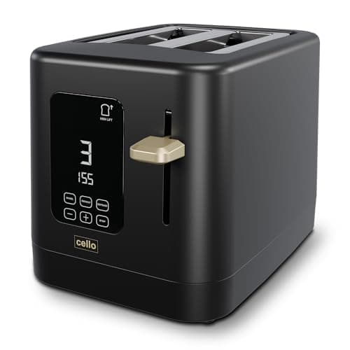 Image of 800W 2 Slice Black Toaster with Detachable Crumb Tray, Digital Control Panel with Countdown Timer, 7 Browning Levels, Auto Stop, High Lift, 2 Slice Toaster with Wide Slot for All Types of Slices