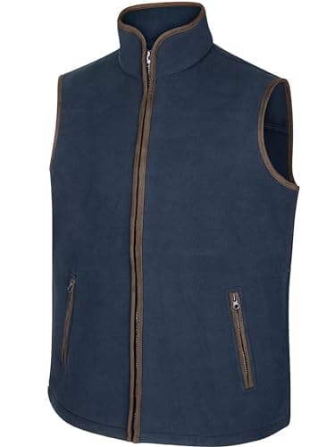 Image of Hoggs of Fife Woodhall Fleece Mens Gilet body warmer mens fleece waistcoat/sleeveless vest, Full zip and zipped pockets - Navy - Large