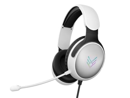 Image of Audeeo Vangaurd Wired Gaming Headset with Microphone – RGB Light-Up Over-Ear Headphones, Noise-Isolating Stereo Sound, 3.5 mm for PC, PS5, PS4, Xbox, Switch, Laptop & Mobile (White)