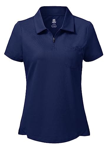 Image of MoFiz Women's Polos Premium Cotton Polo Shirts Short Sleeve Golf Shirt Clothes Casual Work Tennis Top Navy Size M