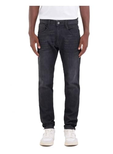 Image of Replay men's jeans Anbass slim fit with power stretch, black (Black Delavè 099), 34W / 34L