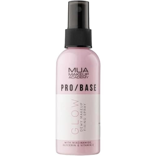 Image of MUA Makeup Academy Pro/Base Glow Dewy Makeup Fixing Spray, with Vitamin E, Hyaluronic Acid, Glycerin & Niacinamide, 70 ml - Vegan & Cruelty Free