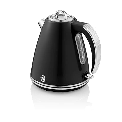 Image of Swan SK19020BN Retro Jug Kettle, Fast Boil, Easy Pour, 360 Degree Base, 1.5L, 3KW, Black