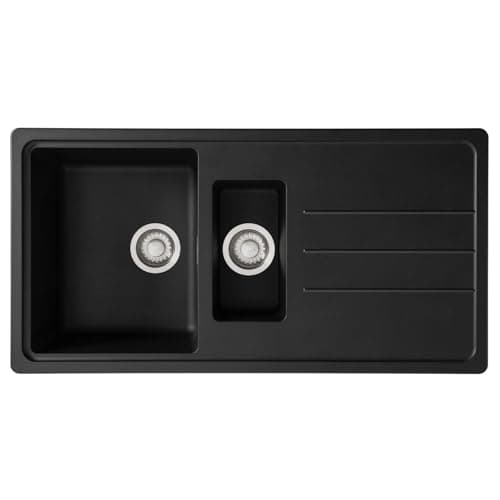 Image of Franke Junos JSD651-97CB 1.5 Bowl Tectonite Reversible Inset Black Kitchen Sink