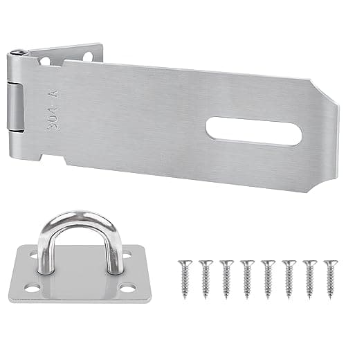 Image of Yeepeo Padlock Hasp and Staple 5 Inch, Stainless Steel Shed Lock Hasp Heavy Duty Shed Door Latch Clasp Lock Padlock Staple Gate Lock Latch Security Hasp Staple Lock for Door Shed Window Cabinet