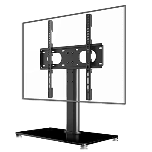Image of Suptek Universal TV Stands, Table Top TV Stand, Pedestal TV Stand for Most 17"-55" Screens, Height Adjustable TV Base Stand with Tempered Glass Base and Wire Management, Hold up to 40kg, VESA 75/400mm