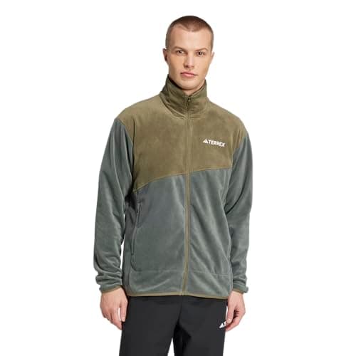 Image of adidas Men's Terrex Multi Full-Zip Fleece Hiking Jacket, Outerwear Jacket, Ivy/Olive Strata, L, Ivy/Olive Strata, L