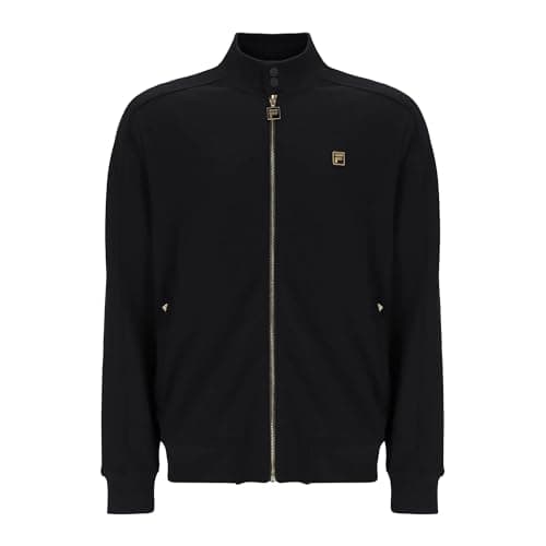 Image of FILA Davey Track Jacket, Full Zip, Biker Neck, Black (UK, Alpha, L, Regular, Regular, Black)