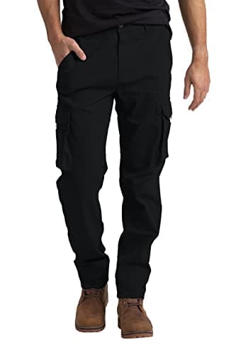 Image of westAce Men's Cargo Work Trousers Casual Stretch Cotton Heavy Duty Relaxed Fit Durable Safety Multi Pockets Construction Work Hiking Combat Work Utility Cargo Pants 32W-44W (Black, 36W / 32L)