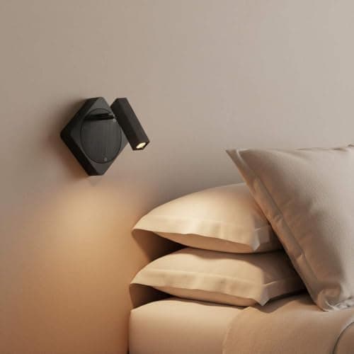 Image of Ultra Beam Lighting Black LED Wall Reading Light 3W – Adjustable Tilt & Twist Head, 3000K Warm White, Integrated Rocker Switch, Modern Bedroom/Headboard Reading Lamp