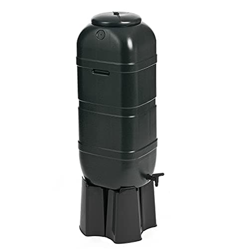 Image of British Made 100L Litre Slimline Garden 3 Piece Water Butt Rain Tank Kit With Stand & Filler Strong Plastic