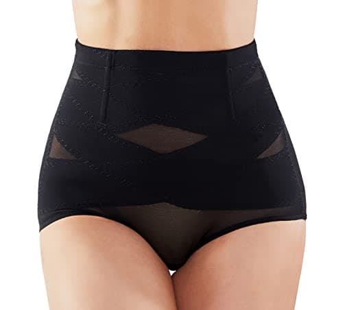 Image of SIMIYA Women Tummy Control Knickers High Waisted Shapewear Slimming Underwear Comfort Body Shaper (Black, S)