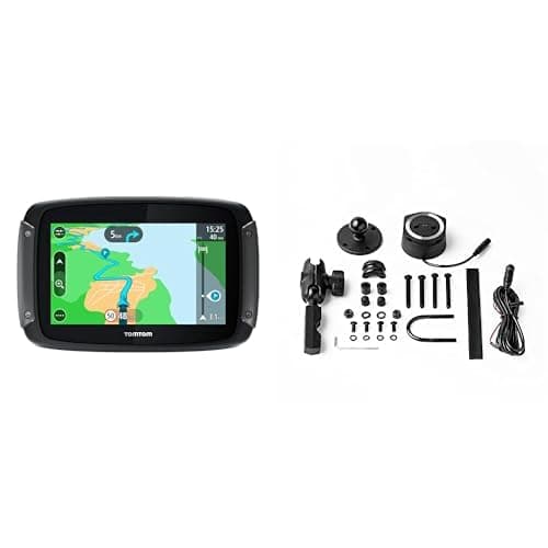Image of TomTom Motorcycle Sat Nav Rider 500, 4.3-Inch Touch Screen Display Black & TomTom Rider Sat Nav Mount Kit, Black