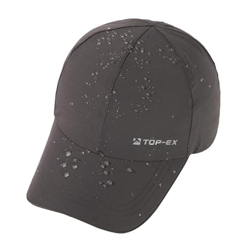 Image of TOP-EX Mens Waterproof Baseball Cap for Running Golf - Sun Rain All Weather Protection UV Reflective Breathable Outdoor Hat Dark Grey M/L